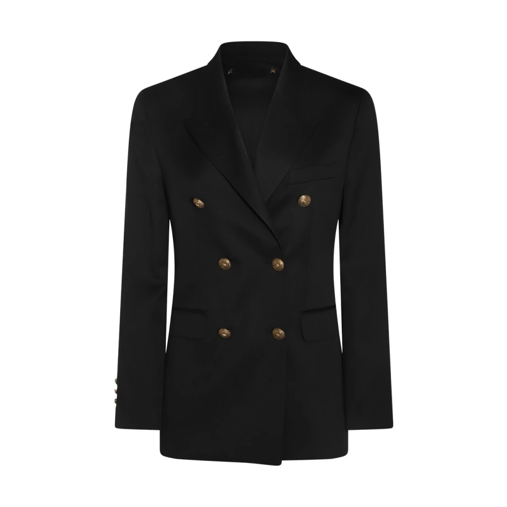 Golden Goose Zwarte wollen blazer met knopen Black Dames