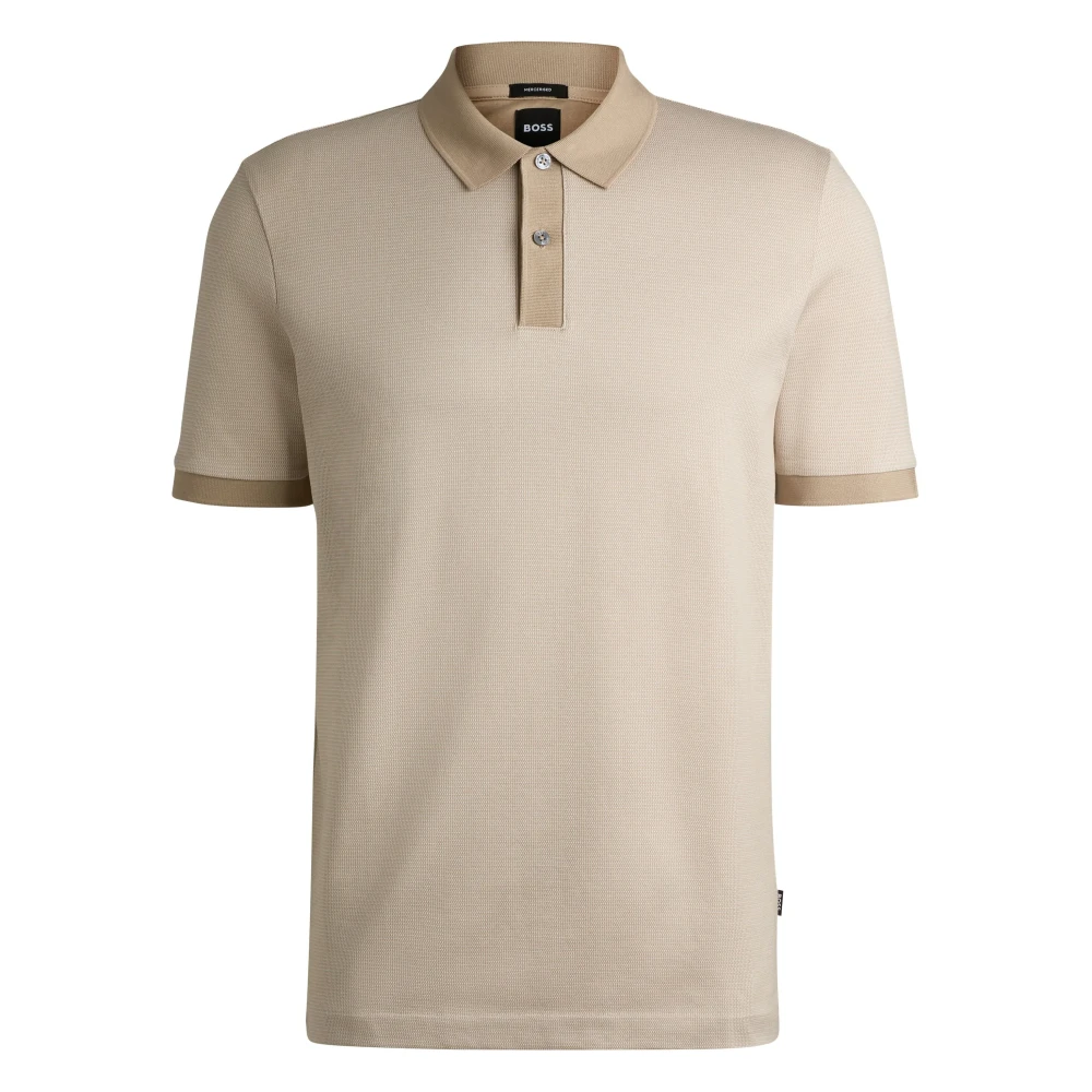Hugo Boss Katoenen poloshirt met 2 knopen Beige Heren