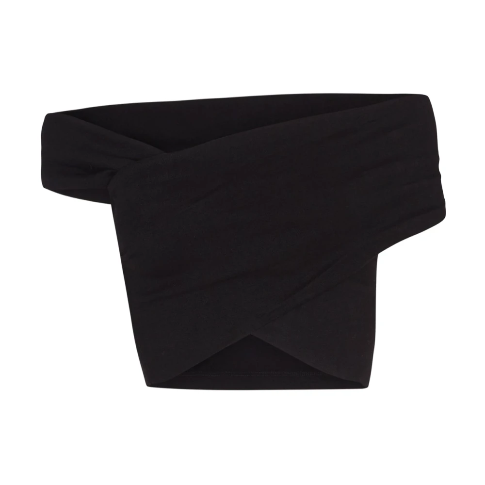 Cortana Candy crop top in zwart linnen Black Dames