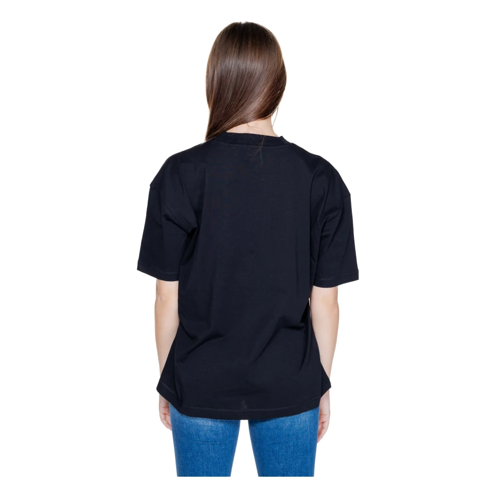 Calvin Klein Jeans Zwart Effen Korte Mouw T-shirt voor Vrouwen Black Dames