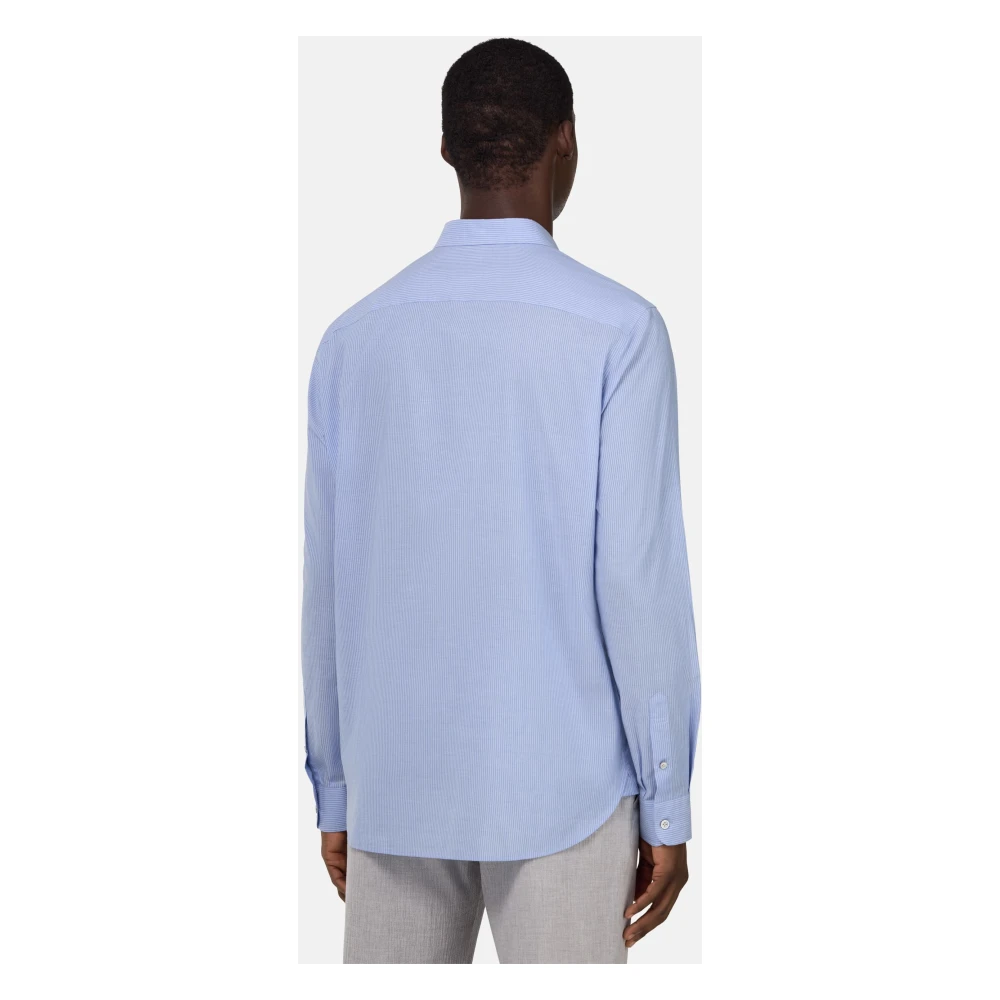 Boggi Milano Regular gestreept overhemd van poplin katoen Blue Heren