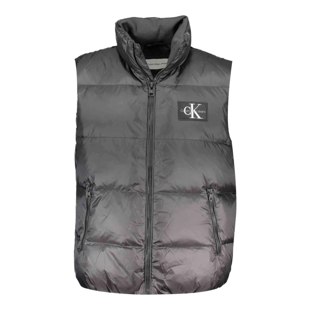 Calvin Klein Zwarte Herenvest met Zakken en Logo Black Heren