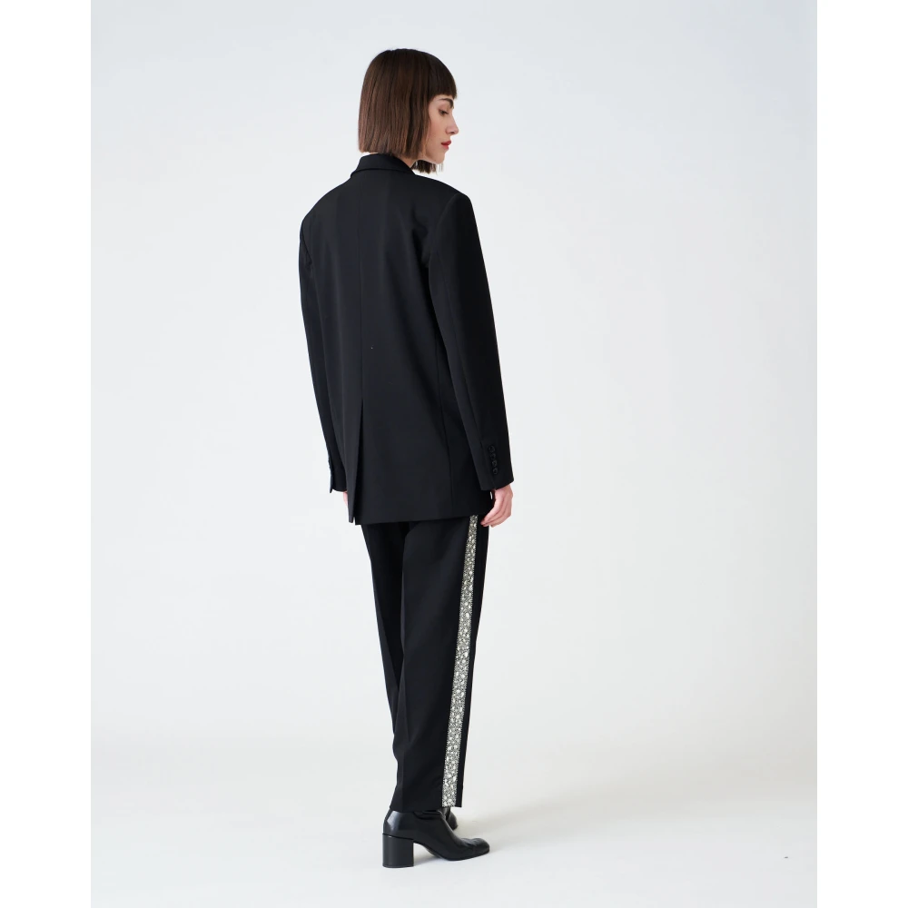 Jucca Kristal Revers Dubbel-Borst Jas Black Dames