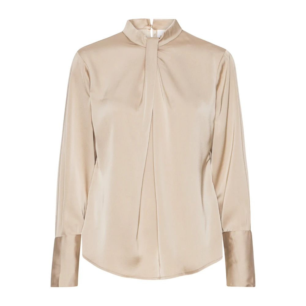 Karmamia Beige Blouses, Female, M, Elegant Blouse With Læg Detail