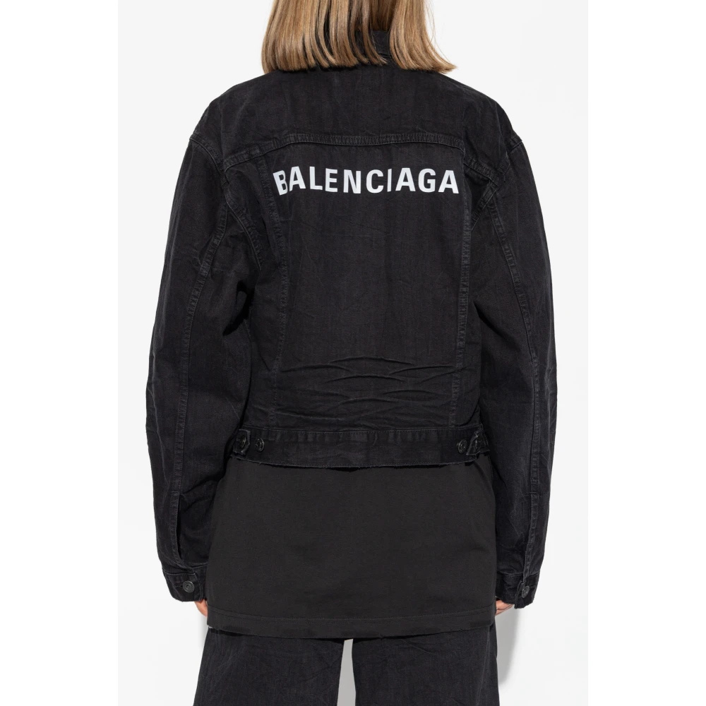 Balenciaga Denim Jas Black Dames