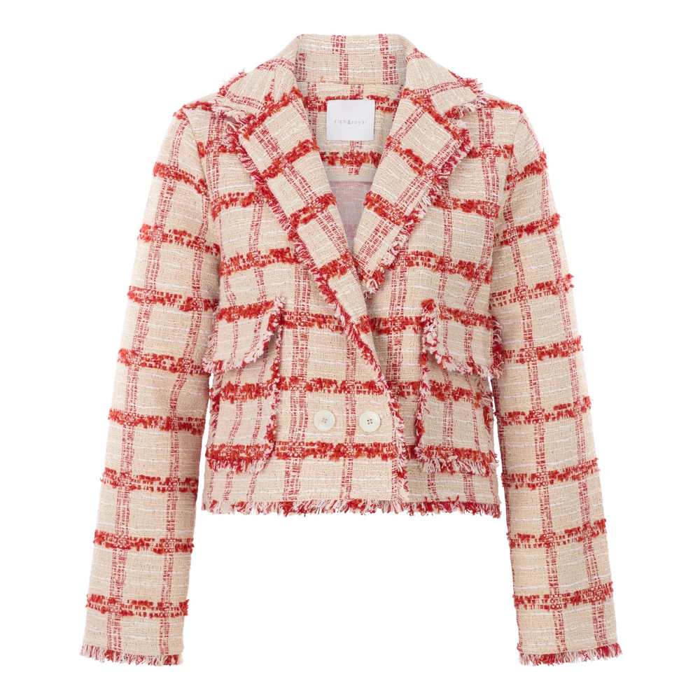 Rich & Royal Geruite Boucle Jas Beige Dames