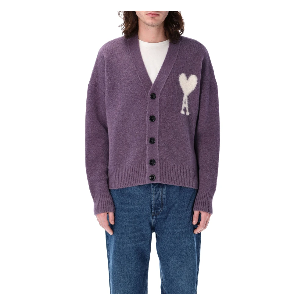 Ami Paris Off-White ADC Cardigan Purple Dames