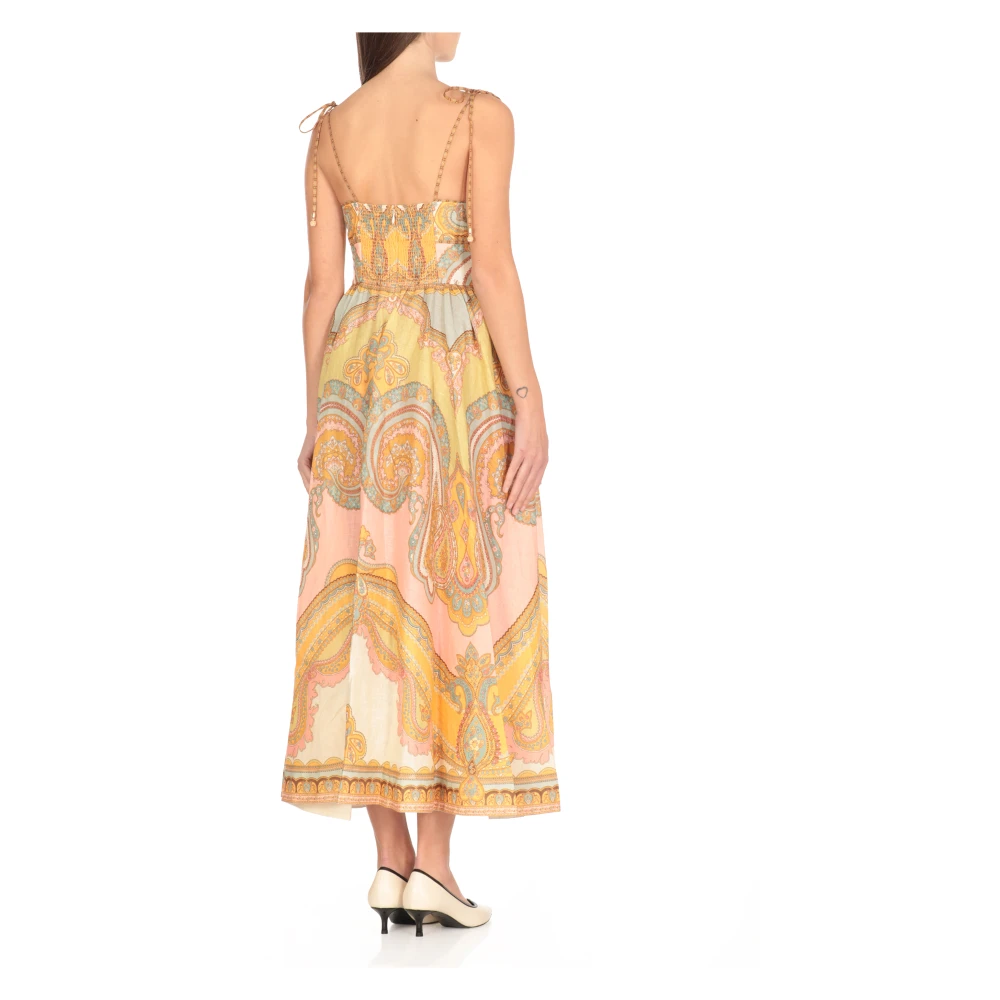 Zimmermann Oranje Linnen Paisley Jurk Orange Dames