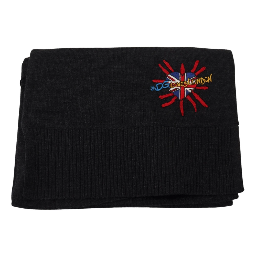 Dolce & Gabbana Elegante Zwarte Wollen Omslagdoek Black Unisex