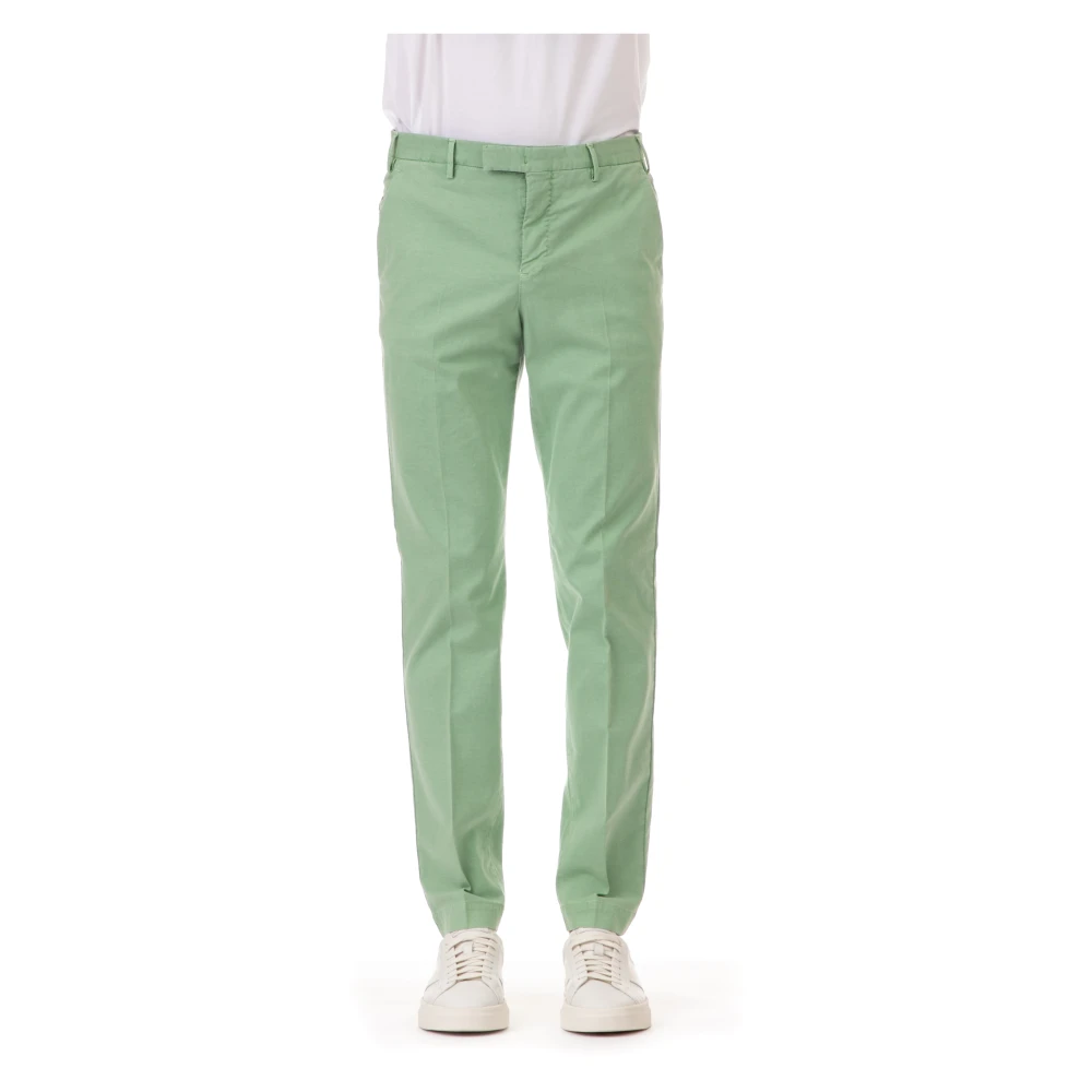 Pt Torino Men's Green Chinos, 2XL, Delavè Micro-Tramato Trousers
