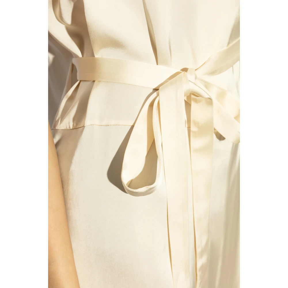 Fabiana Filippi Satijnen jurk met taille riem Beige Dames