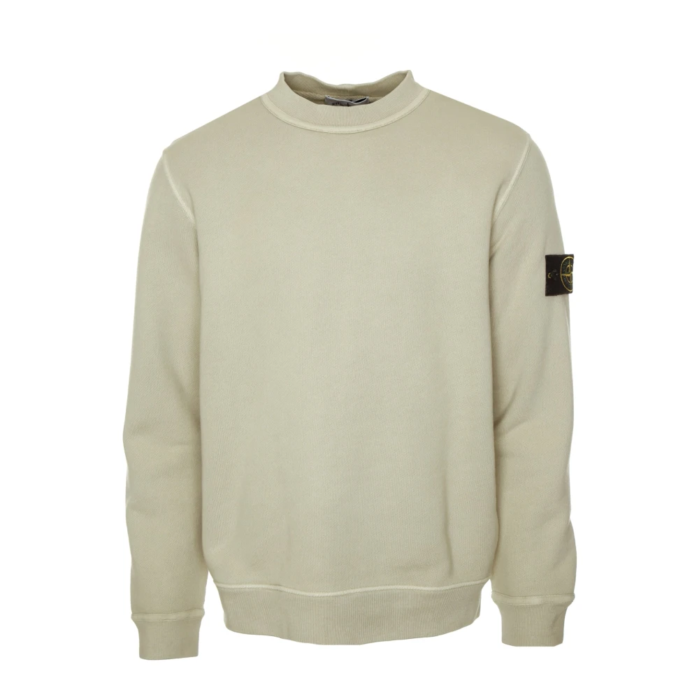 Stone Island Diagonaal Geweven Sweatshirt met Ronde Hals Beige Heren