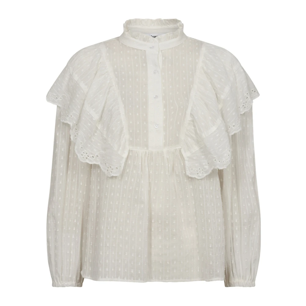 Co'Couture Blouse met ruches en kantdetails White Dames