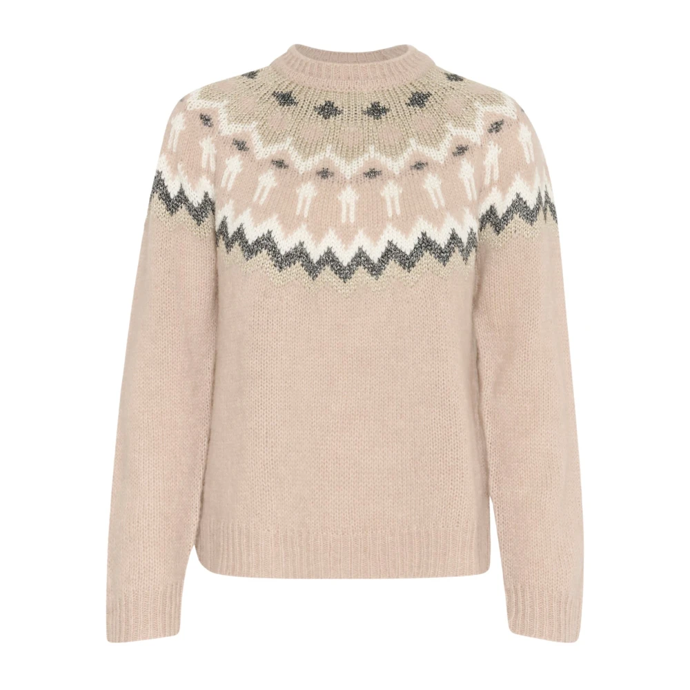 Inwear Women's Beige Round-Neck Knitwear, M, Round-Neck Knitwear