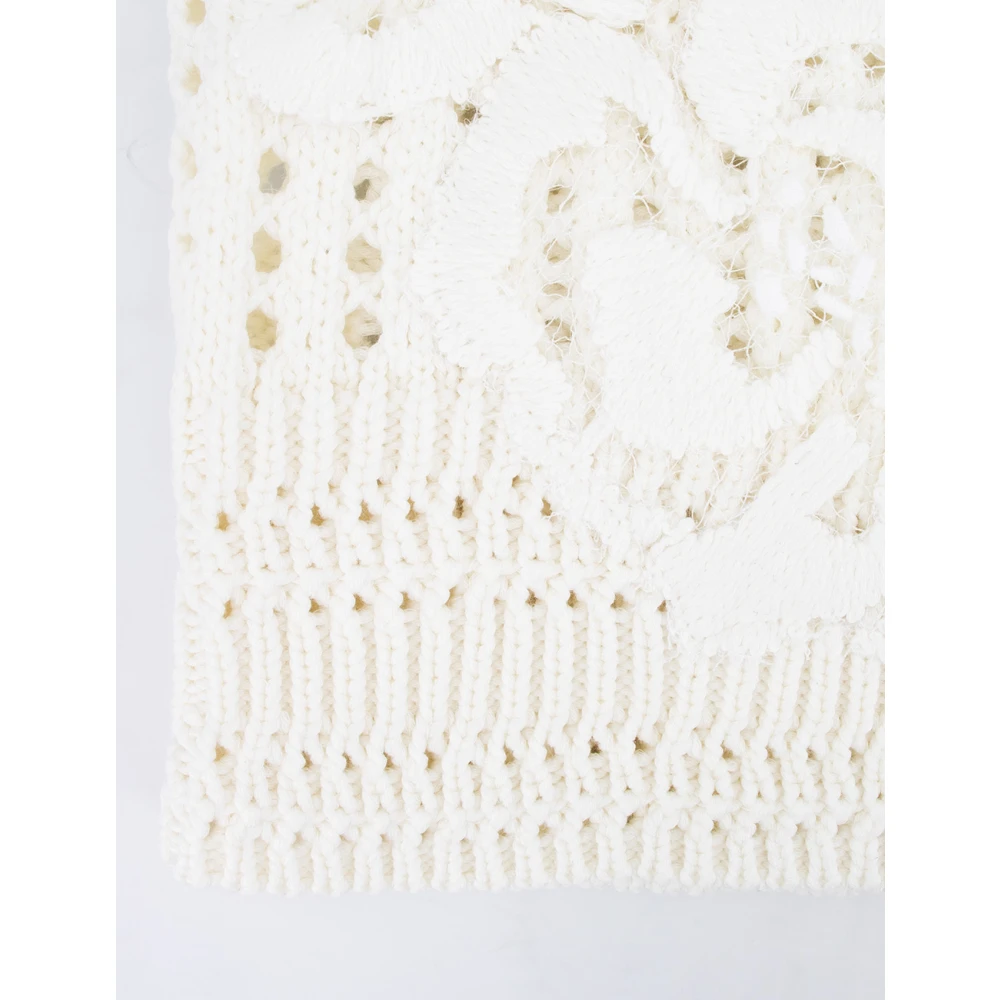 Ermanno Scervino Elegante Bloemen Gebreide Top White Dames