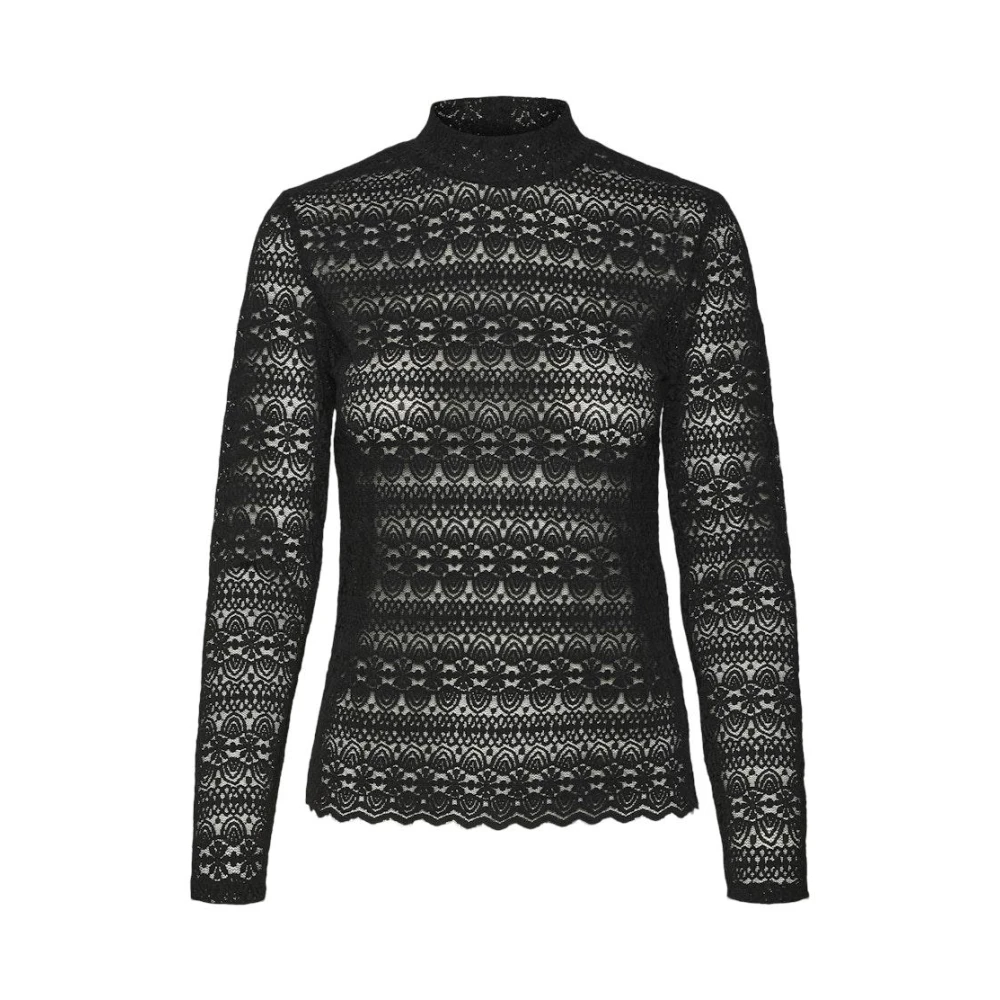 Vero Moda Kanten High Neck Top in Zwart Black Dames