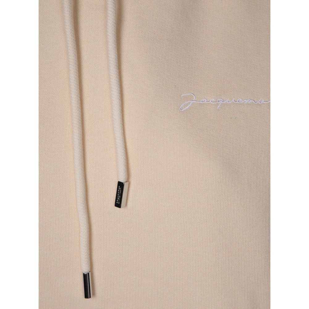 Jacquemus Katoenen hoodie met logoprint Beige Heren
