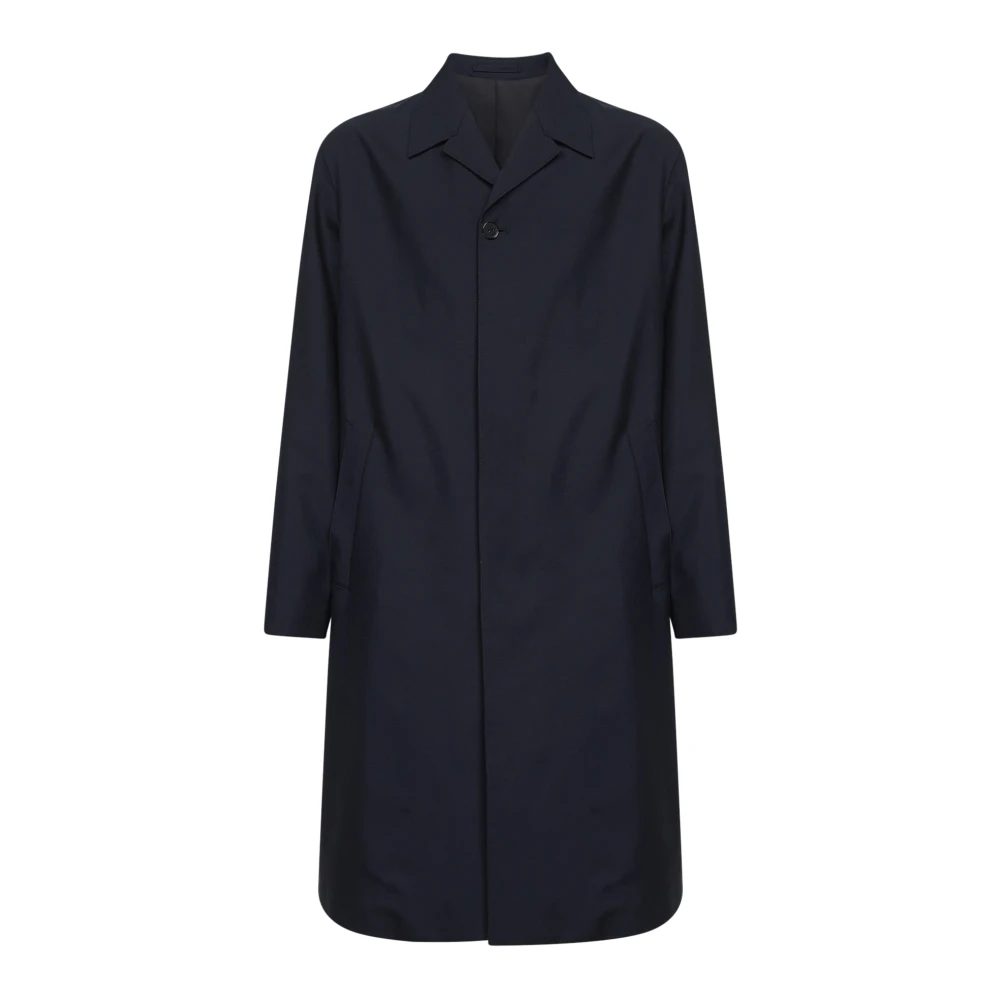 Jil Sander Men's Blue Lapel Button Coat - Single-Breasted Coats - Xl - Coats