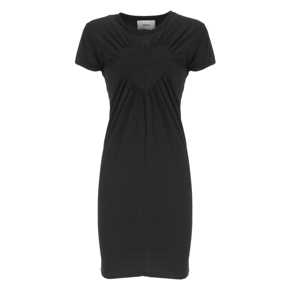 Coperni Zwarte Katoenen Jurk met Hartdetail Black Dames
