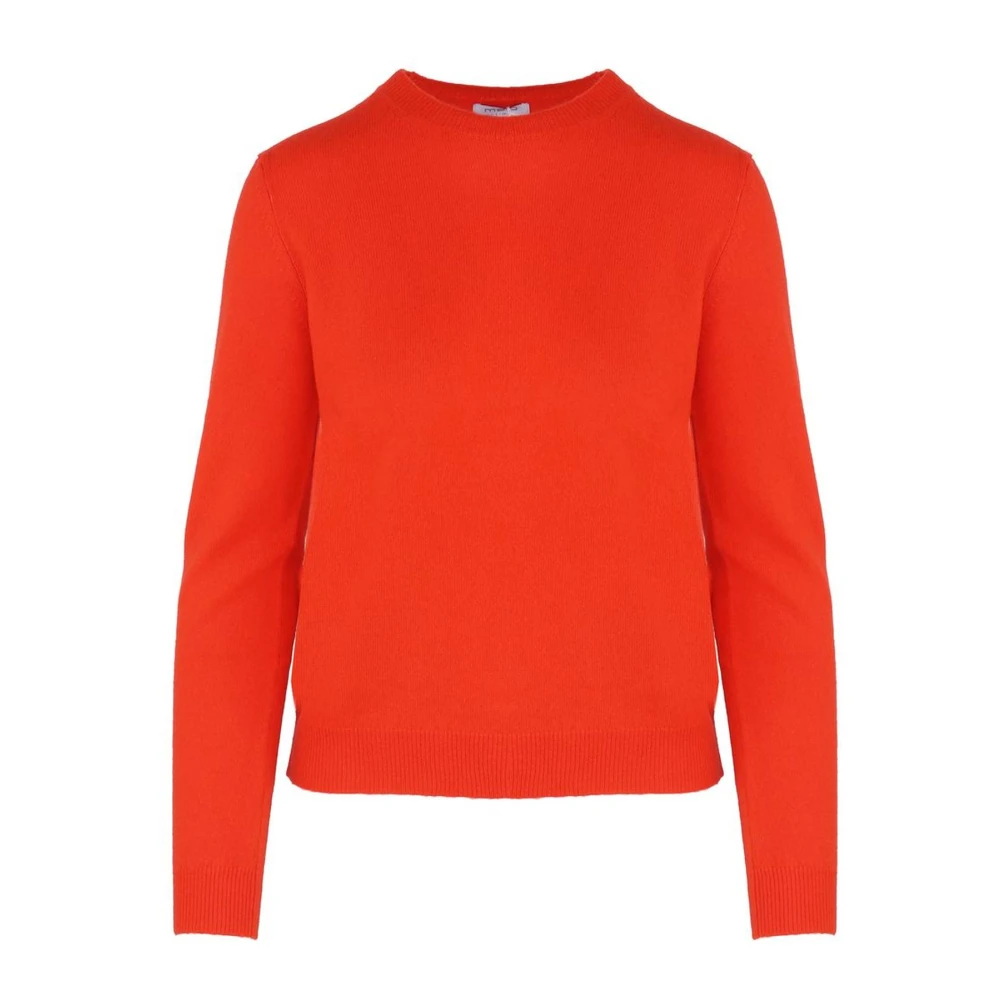 Malo Kasjmier Crew-Neck Sweater Geribbelde Manchetten Orange Dames