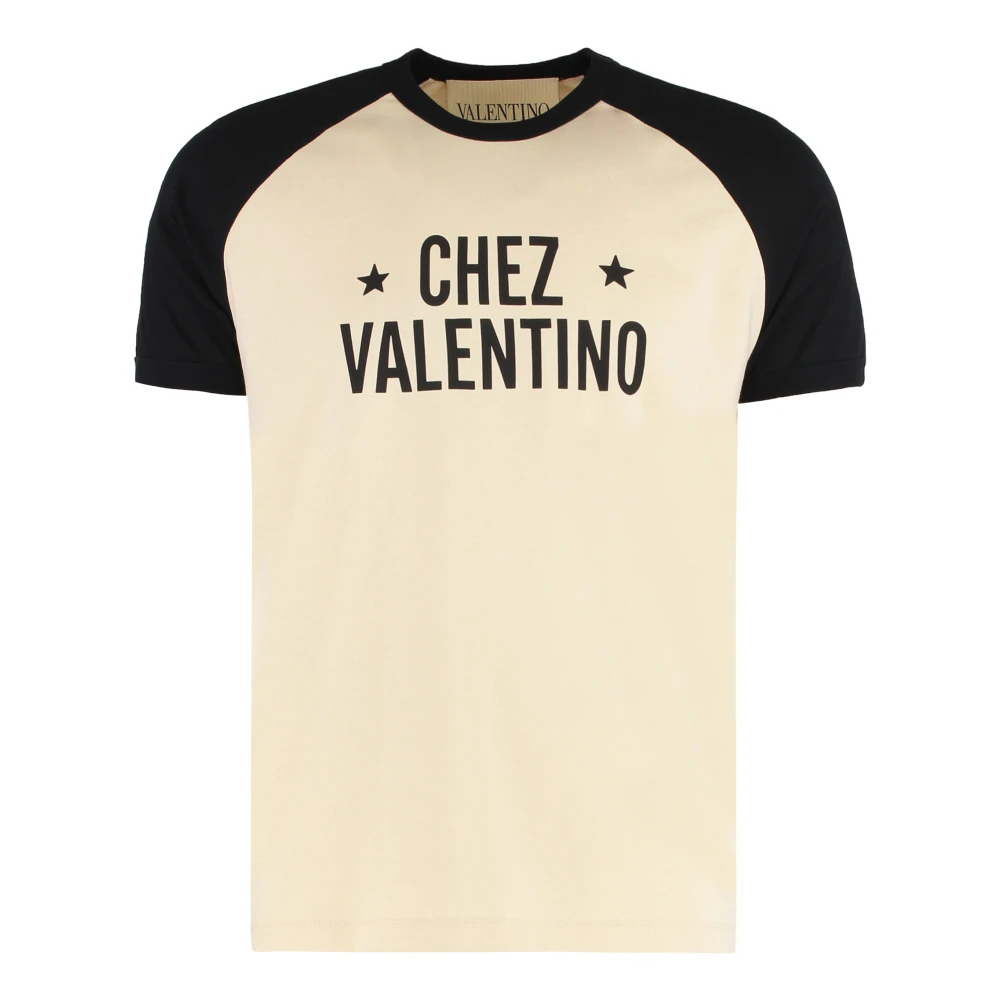 Valentino Garavani Men's Beige T-Shirts, Xl, Cotton Crew-Neck T-Shirt