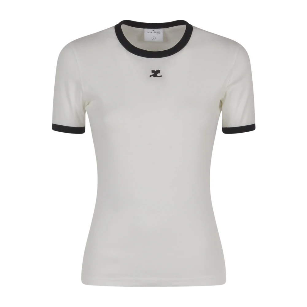 Courrèges Handtekening Contrast T-shirt White Dames