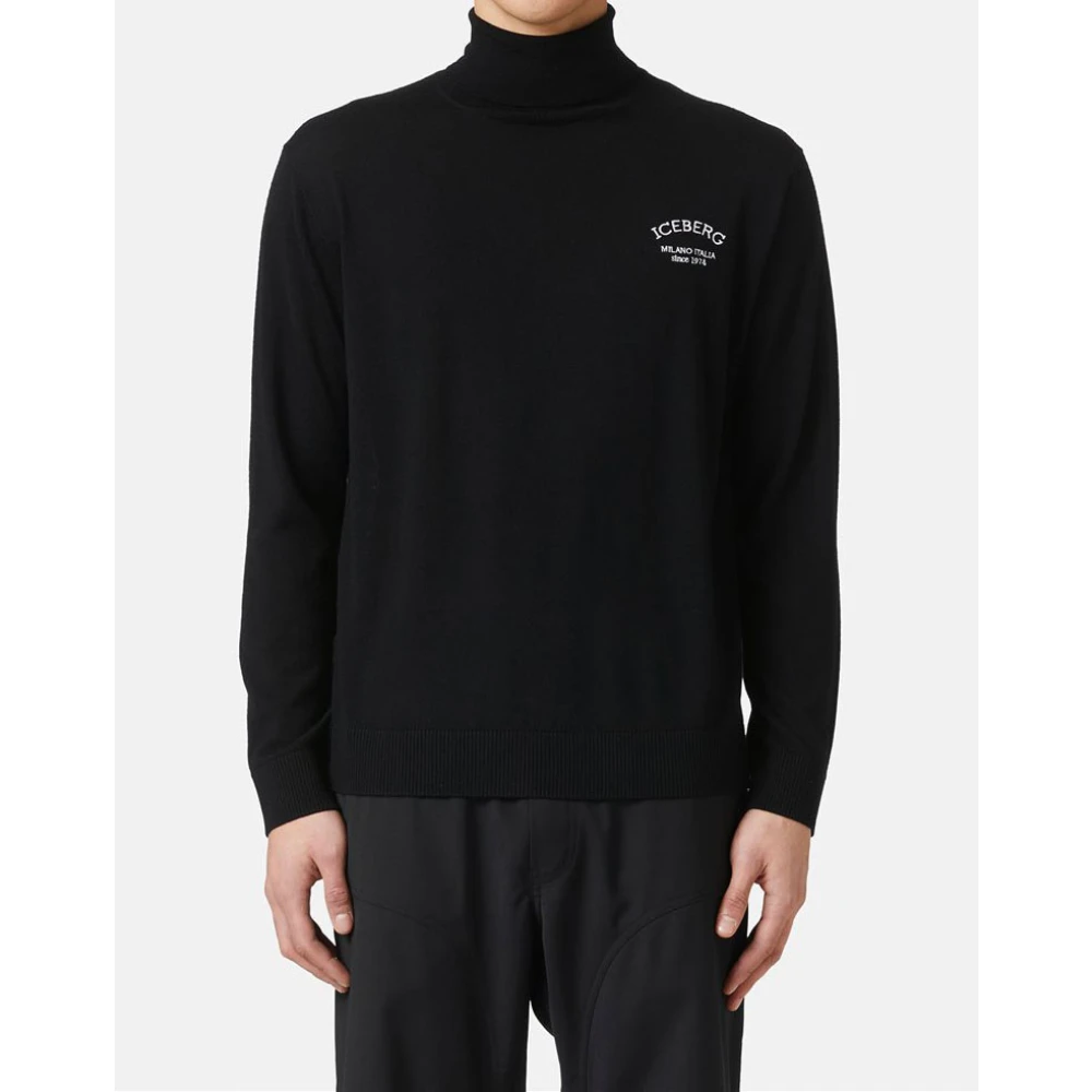 Iceberg Wollen coltrui met logo Black Heren