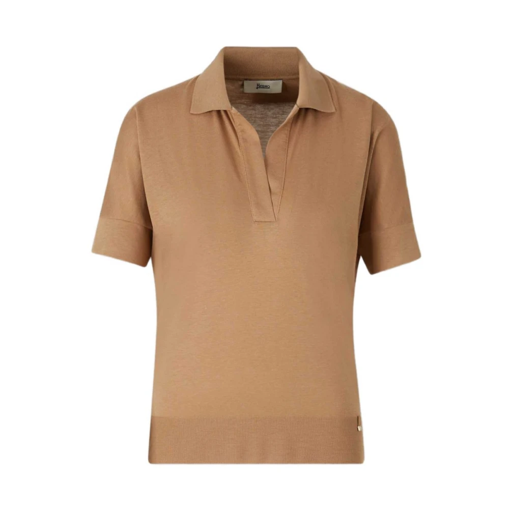 Herno Donna Marrone Polo In Misto Cotone
