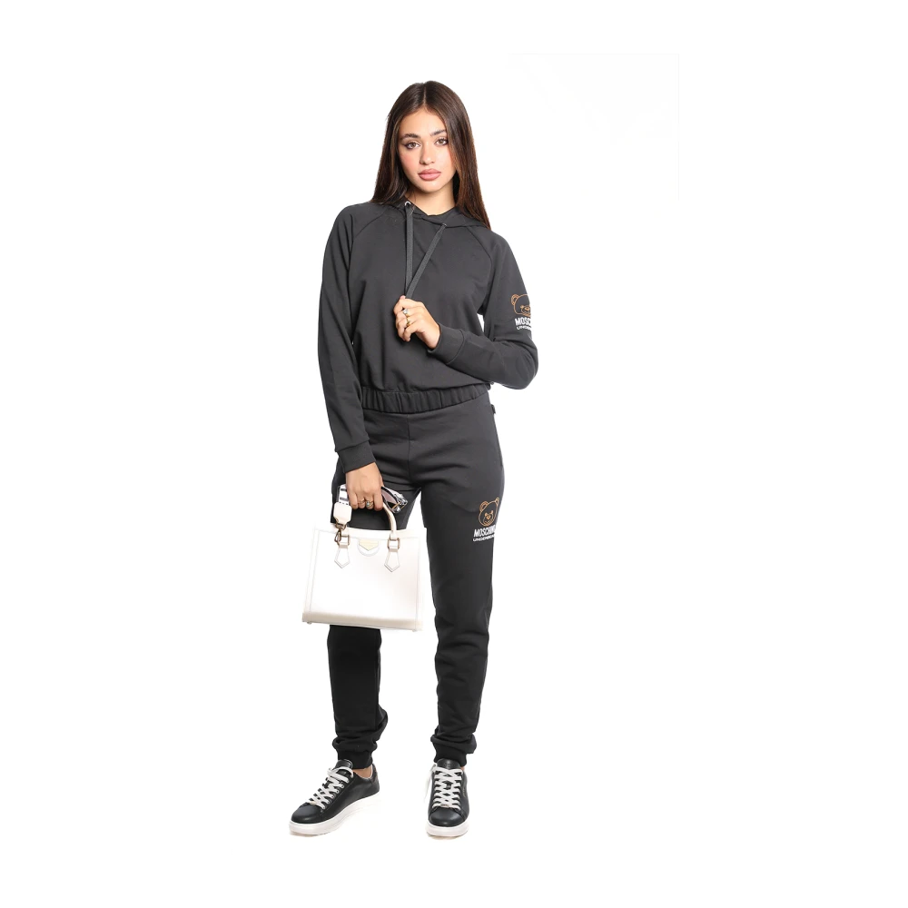 Moschino Zwarte Katoenmix Geribbelde Taille Joggers Black Dames