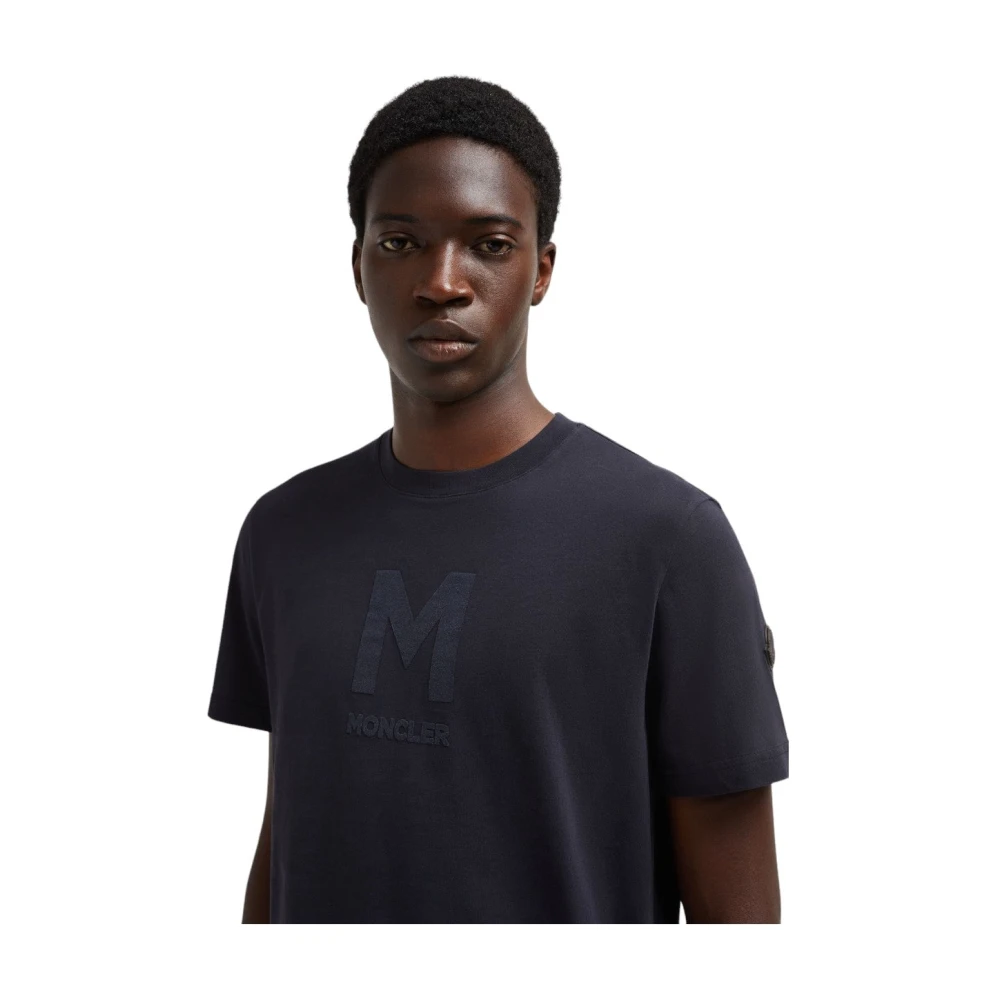 Moncler Navy Logo T-Shirt Casual Staple Blue Heren
