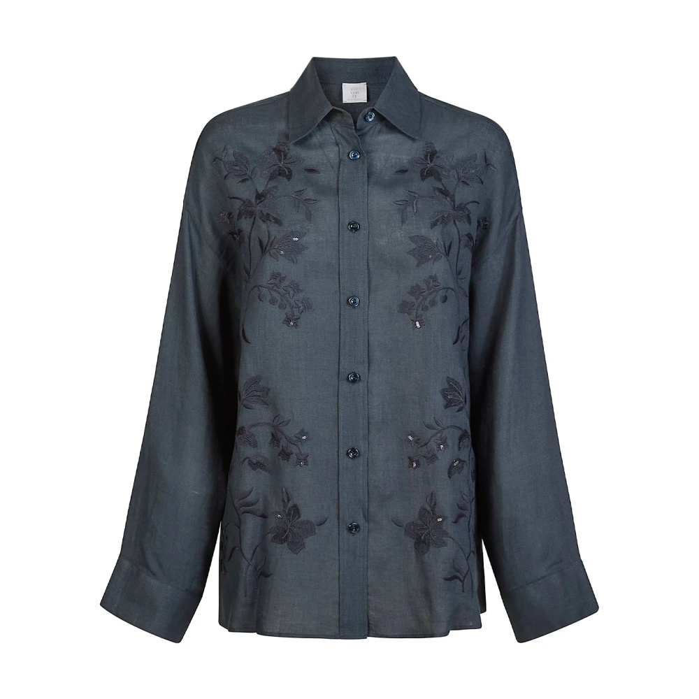 Eleventy Women's Blue Embroidered Shirt - Shirts - Xl - Blouses & Shirts