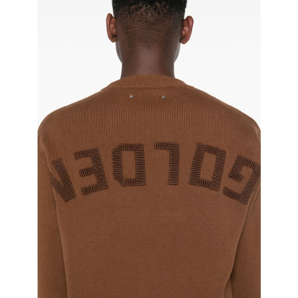 Golden Goose Bruine Geribbelde Sweater Aw24 Brown Heren