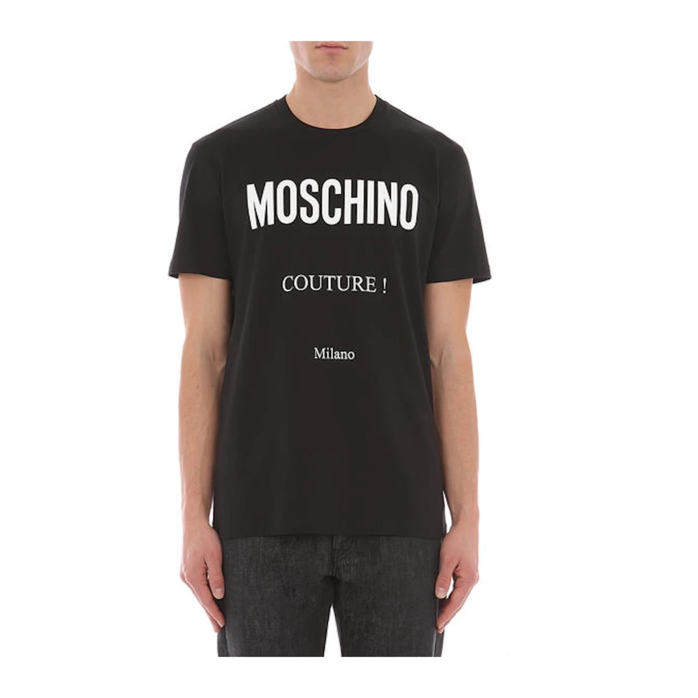 Moschino Iconische Couture Milano Print Zwart T-shirt Black Heren