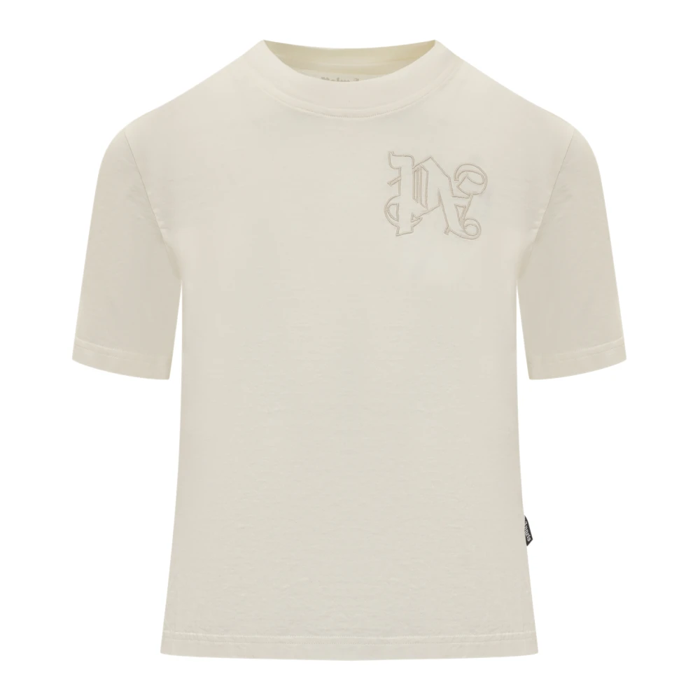 Palm Angels Katoenen Crew Neck T-shirt Beige Dames