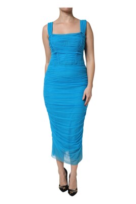 blue-mesh-trim-sheath-dress