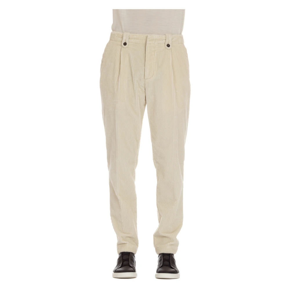 Eleventy Wijde Corduroy Broek Beige Heren