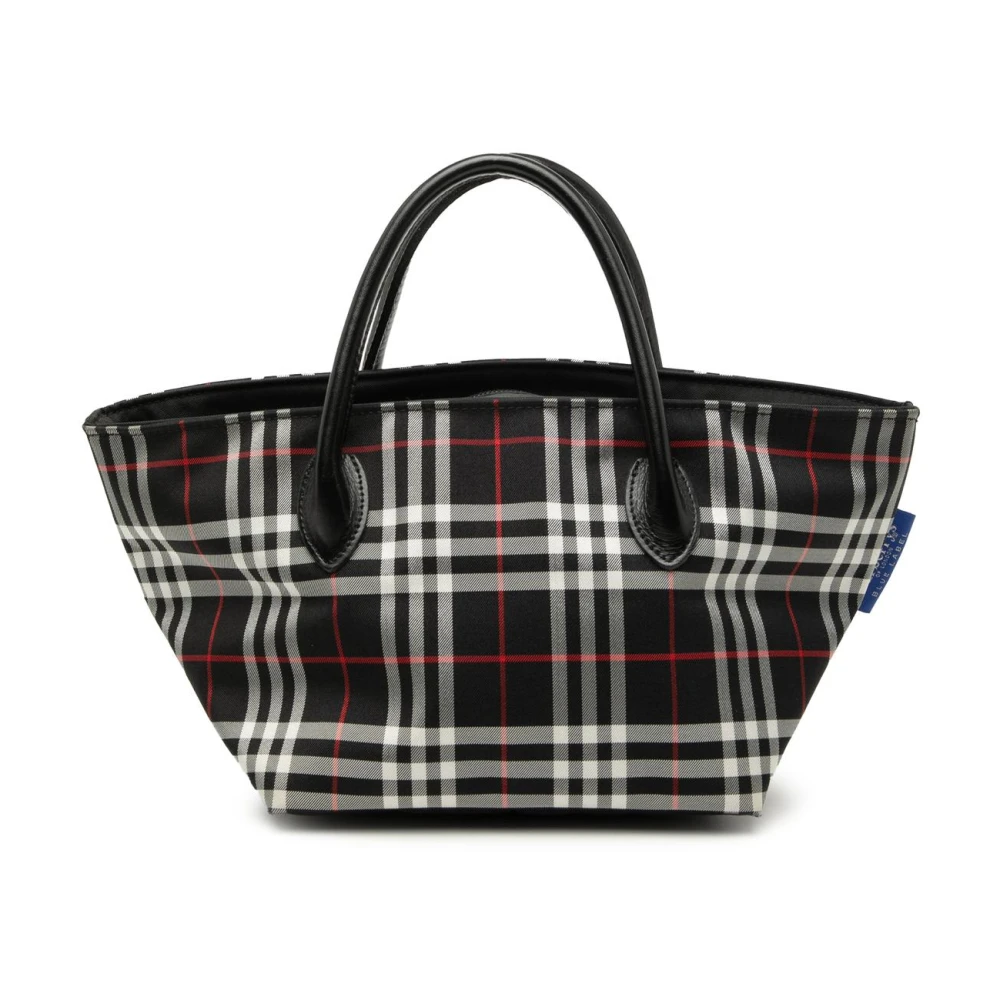 Burberry Vintage Women's Black Pre-Owned Check Pattern Tote Bag