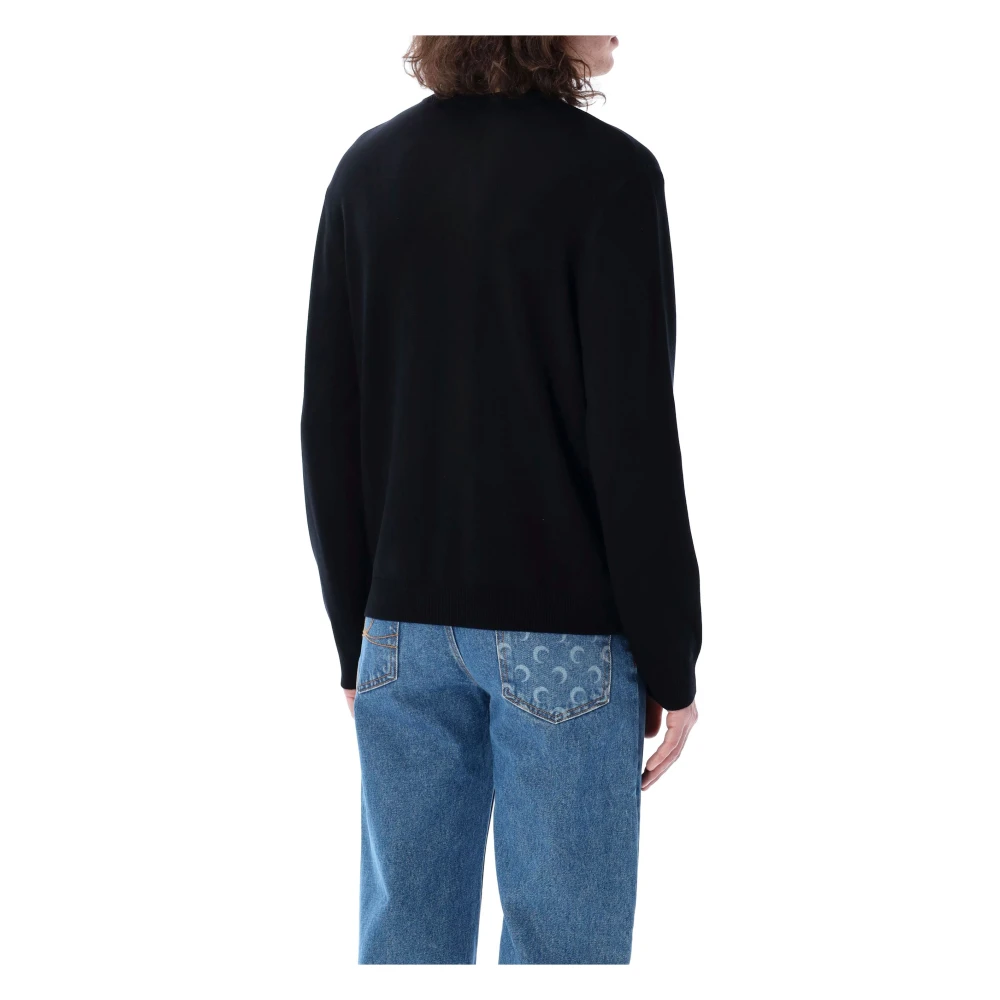 Marine Serre Zwarte Moon Logo Gebreide Trui Black Heren