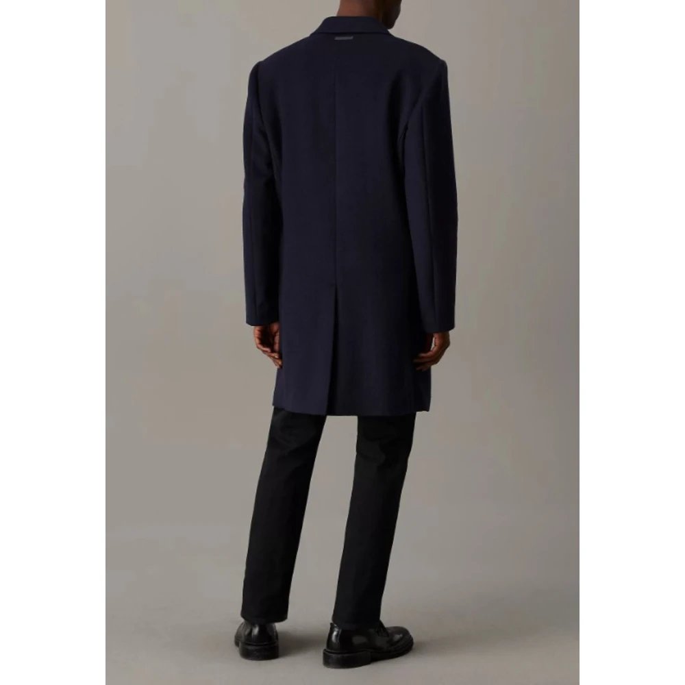 Calvin Klein Stijlvolle Wollen Jas voor Mannen Blue Heren