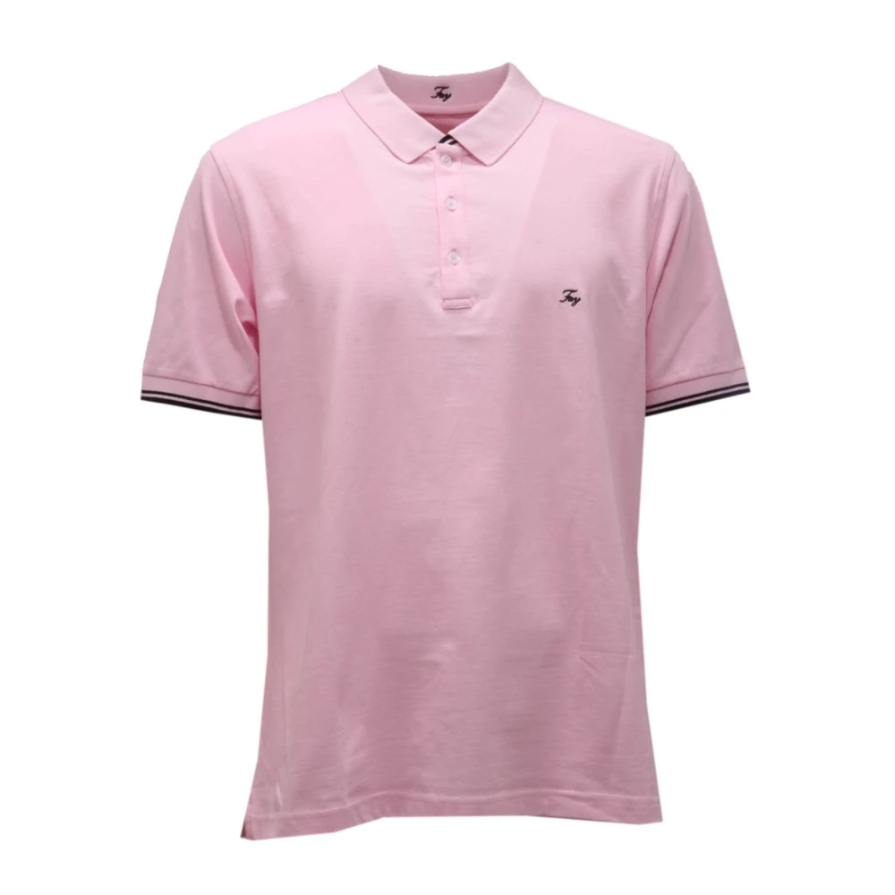 Fay Men's Pink Polo Shirts, 2XL, Npmb242134s Polo Shirt