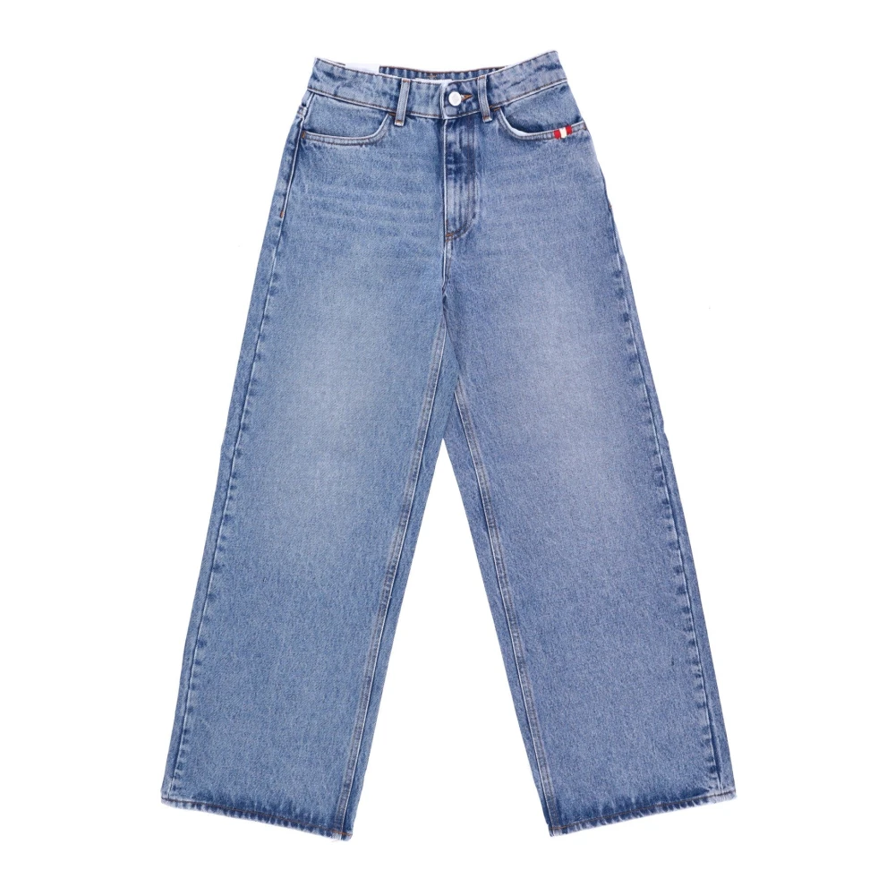 Amish Donna Blu Jeans In Denim A Vita Alta E Taglio Dritto