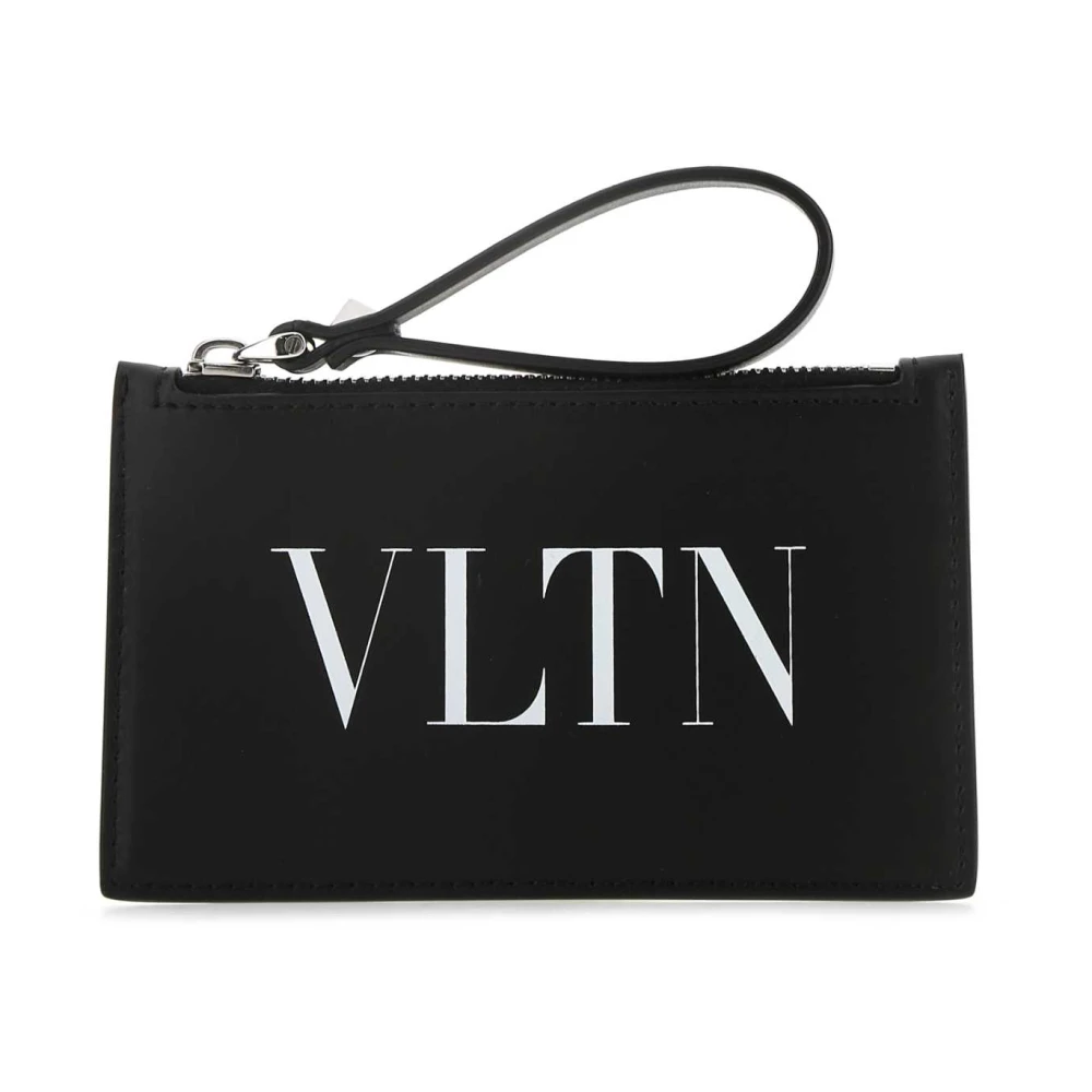 Valentino Garavani Men's Black Wallets & Cardholders, One Size, Leather Card Holder With Vltn Print