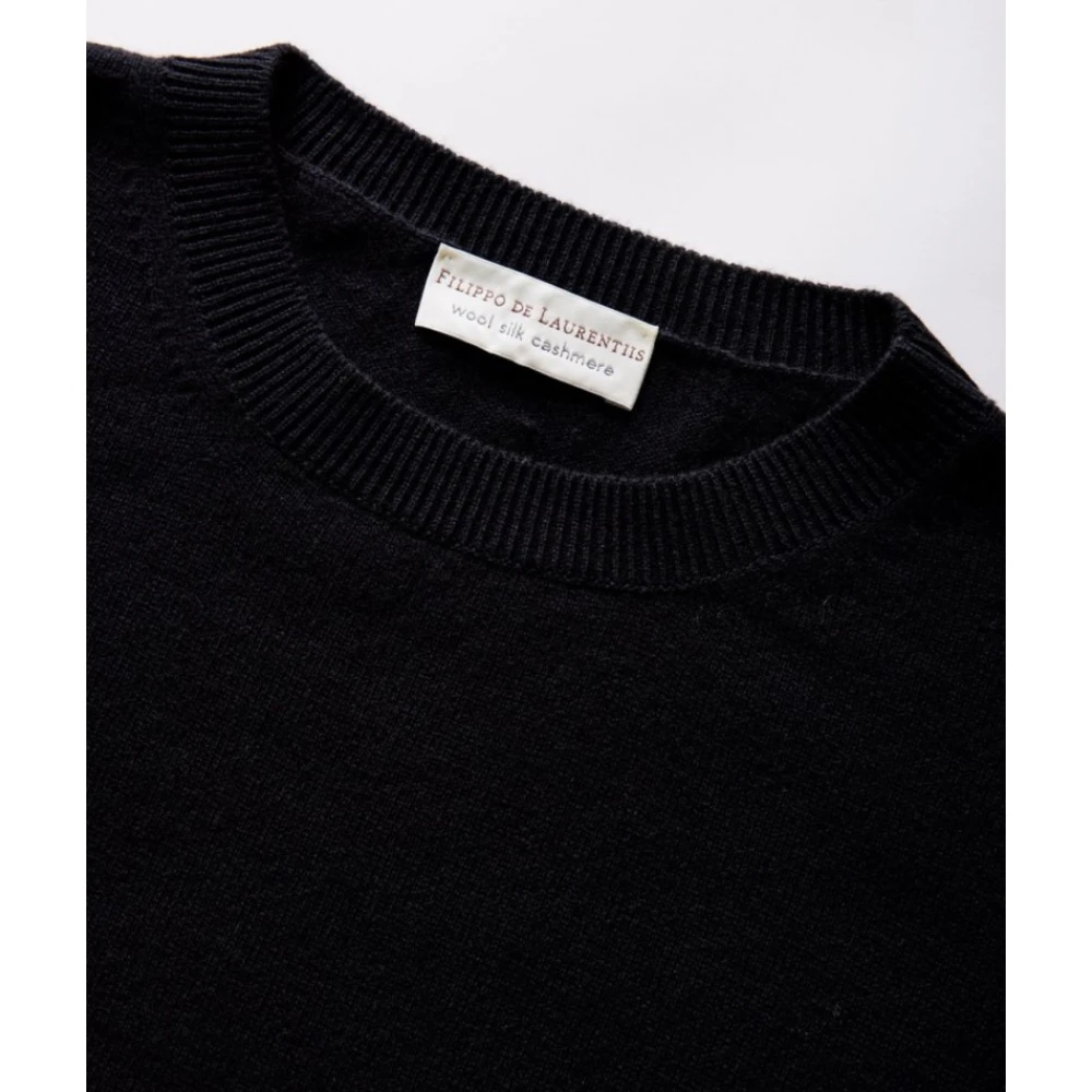 Filippo De Laurentiis Merino Cashmere Zijde Ronde Hals Sweater Black Dames