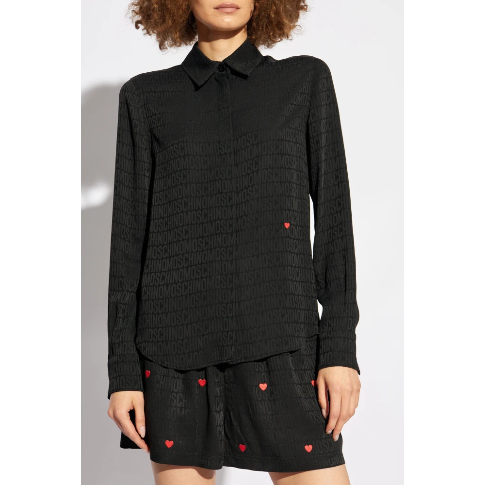Moschino Shirt met logo Black Dames