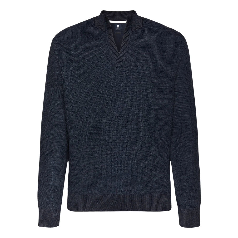 Boggi Milano Katoenen Open Hals Trui Blue Heren