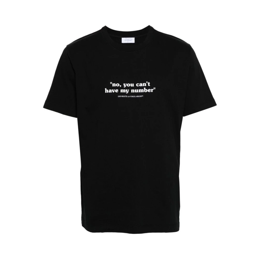 Off White Katoenen Slogan Print T-shirt Black Heren