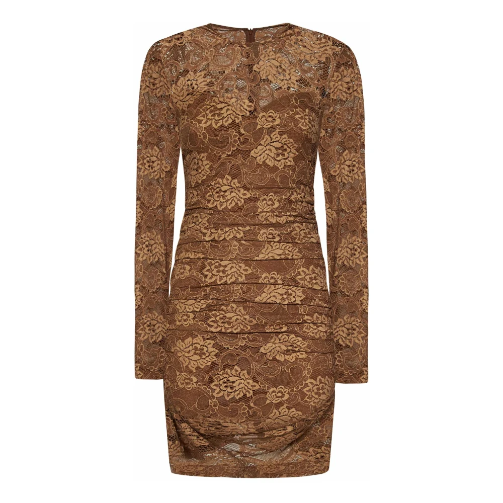 Dolce & Gabbana Beige Bloemenkanten Jurk Brown Dames