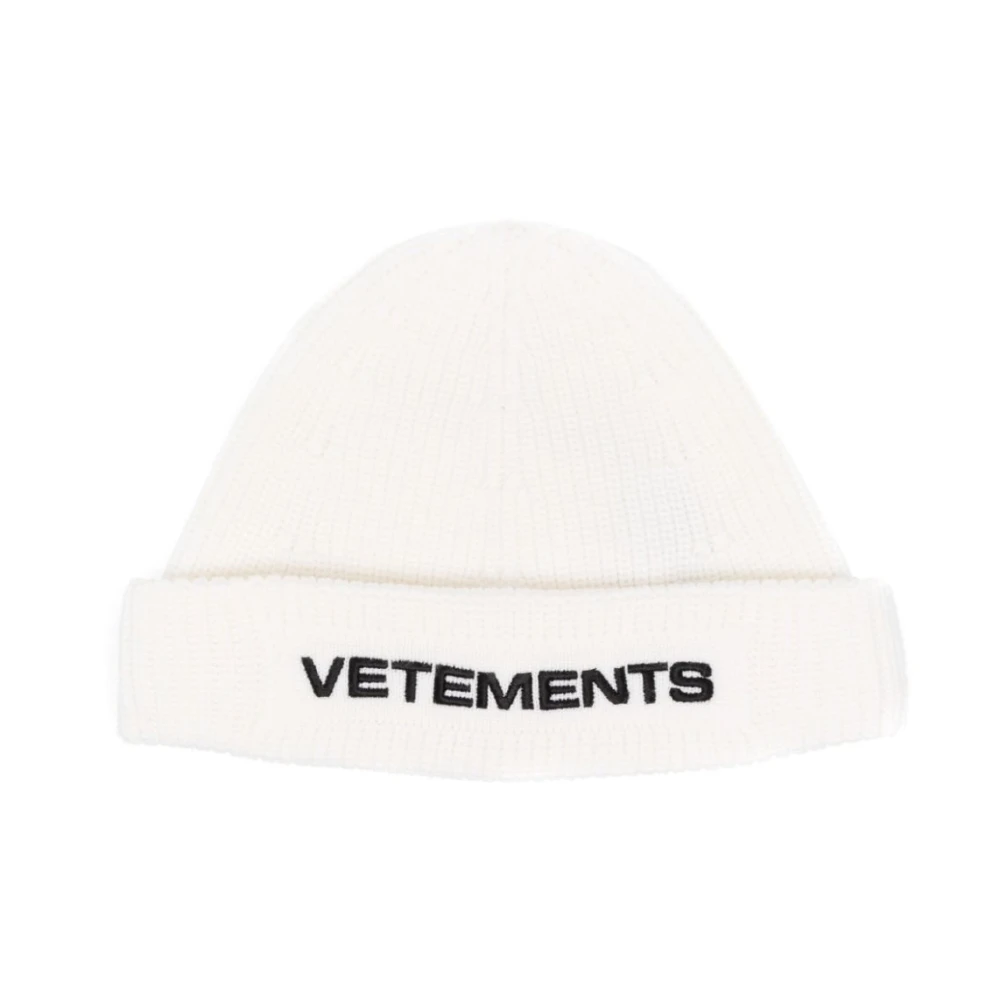 Vetements Vit Ull Ribbstickad Mössa White, Herr