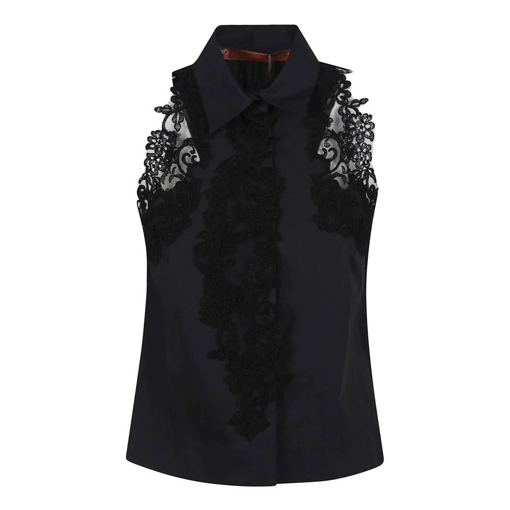 Ermanno Scervino Elegante Witte Katoenen Overhemd Black Dames