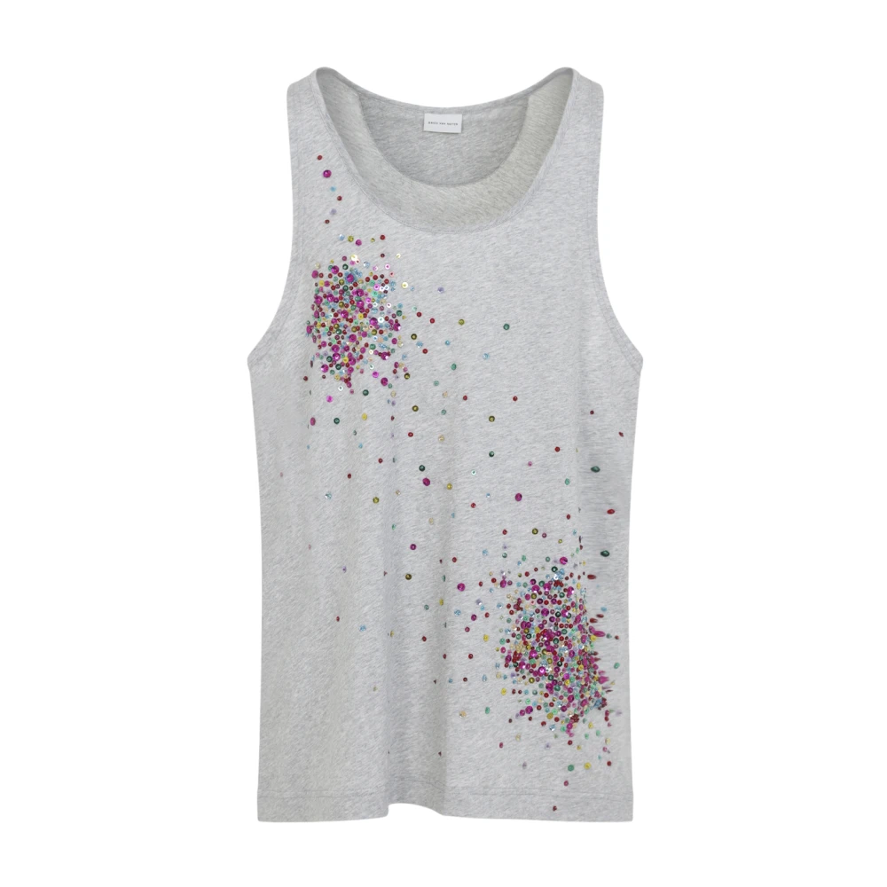 Dries Van Noten Men's Gray Sleeveless Top - Sleeveless Tops - L - Tops